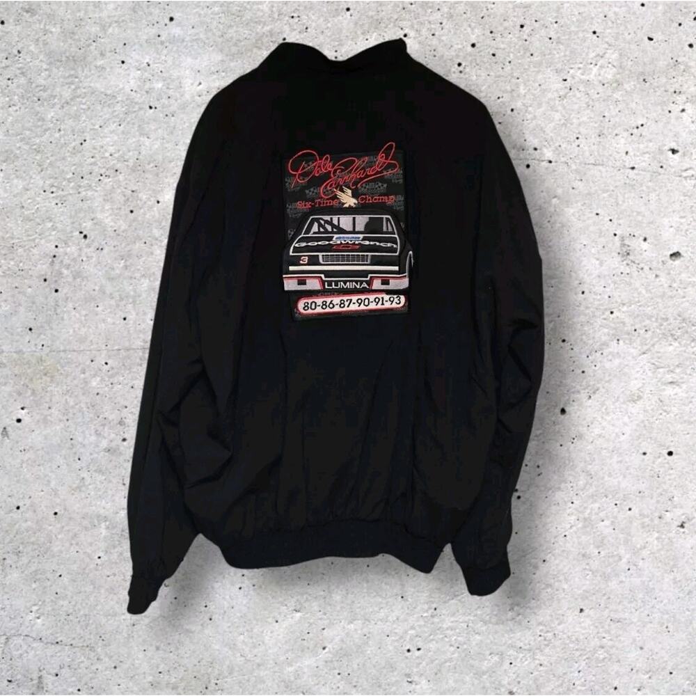 Vintage Dale Earnhardt Jacket Black 6 Time Champion Bomber Style XXL Nylon 90s